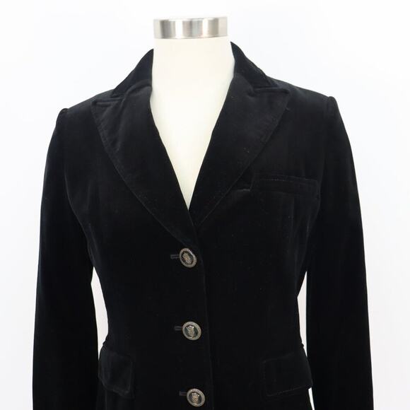 Academia Banana Republic Black Velvet Blazer with Gold Coat of Arms Buttons 4 - Picture 3 of 15